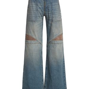 low-rise wide leg denim pants