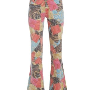 Printed Denim Flared Jeans