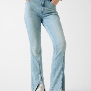 G09 front slit high rise bootcut jeans