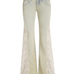 lace denim flare pants