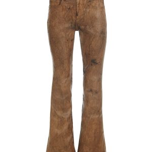 coated denim flare jeans