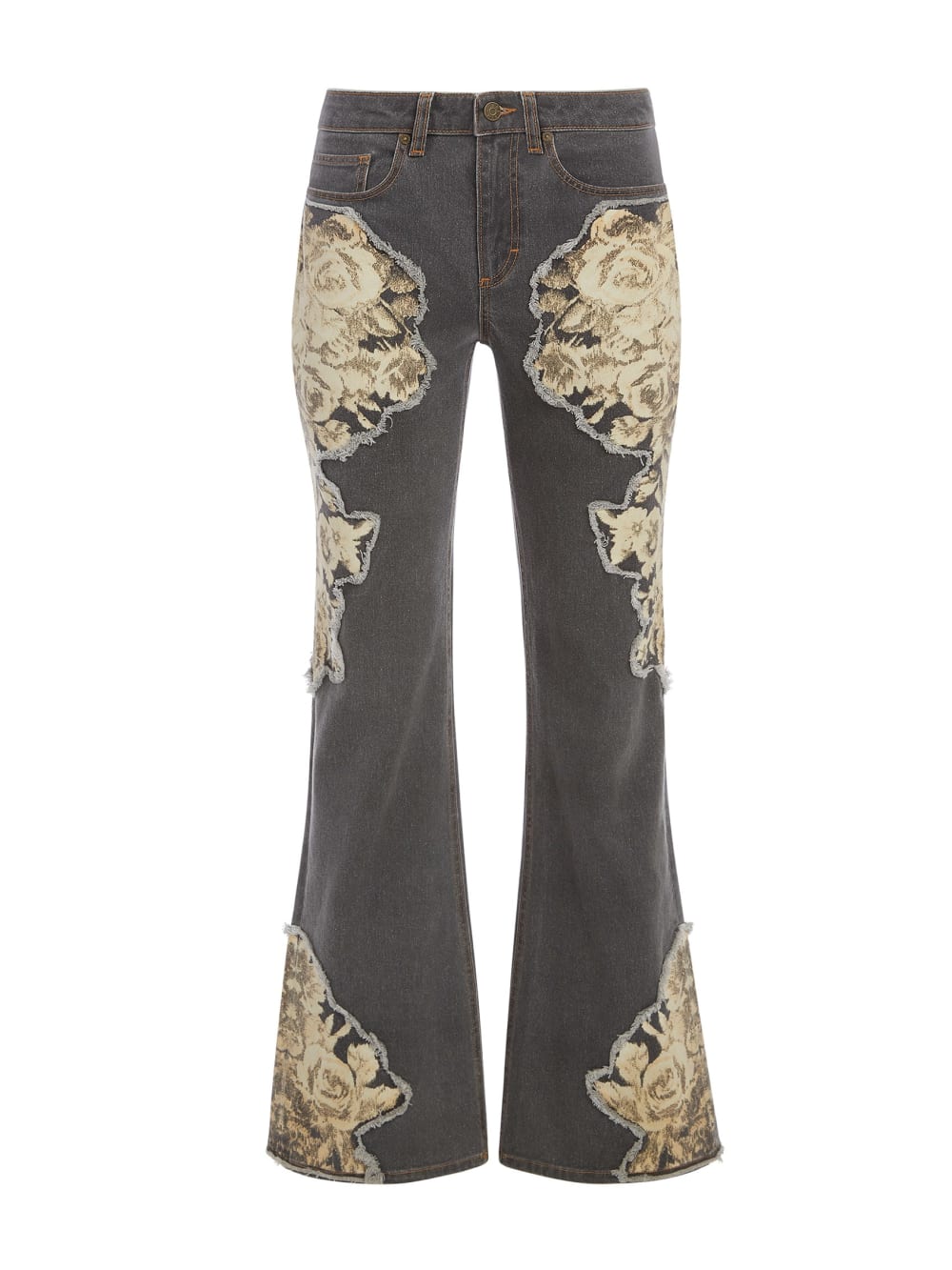 Printed Denim Flared Jeans
