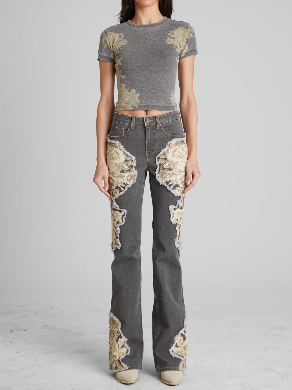 Printed Denim Flared Jeans - Image 2