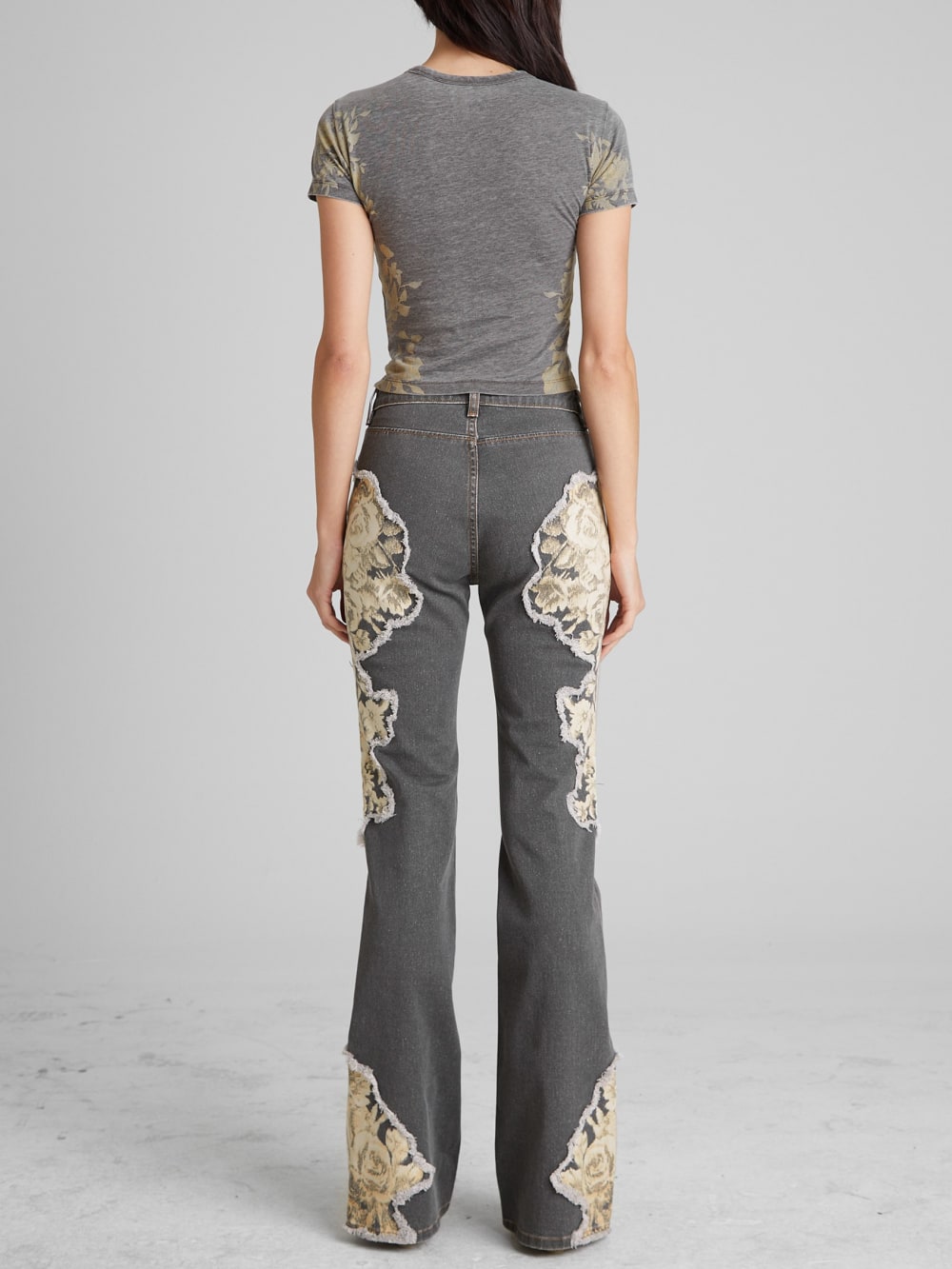 Printed Denim Flared Jeans - Image 3