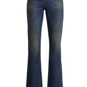 contrast denim flare pants