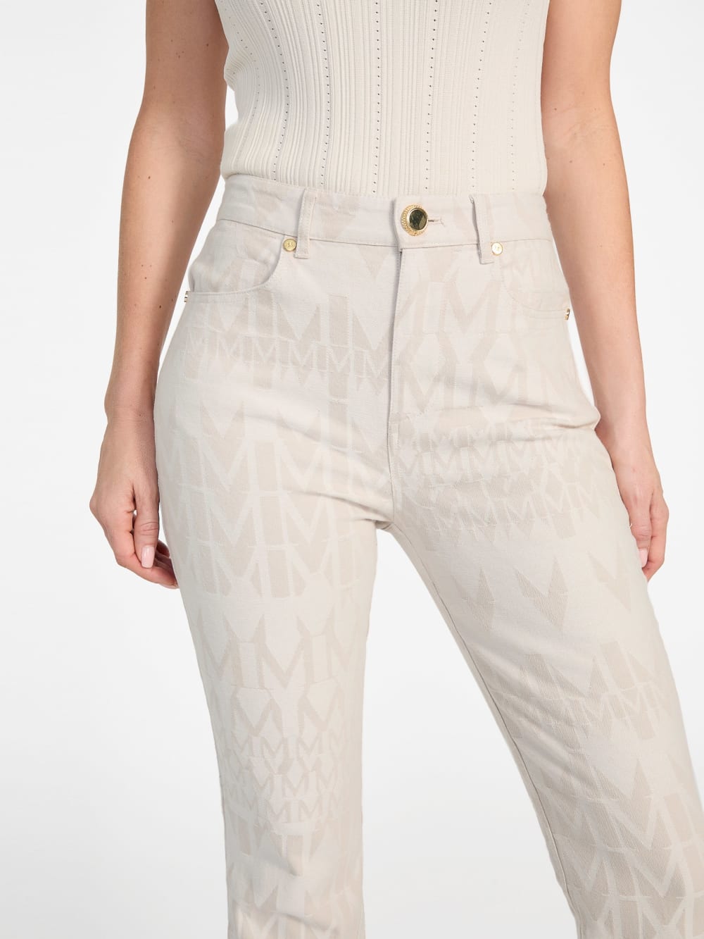 Sarah Monogram Flared Denim Pant - Image 3
