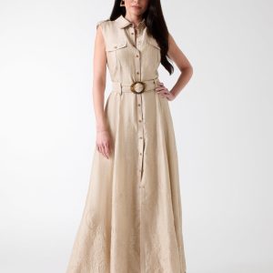 Eco Mindy Embroidered Maxi Shirt Dress