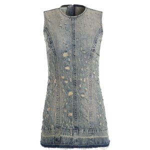 distressed mini denim dress
