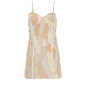 patch suede dress