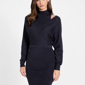 Rib-knit mini dress