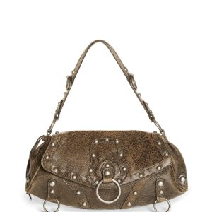 Cracked Leather Shoulder Bag