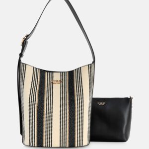Nicolette Striped Canvas Large Bucket Bag