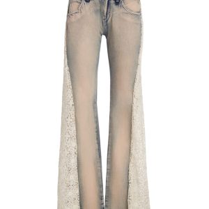 lace denim flare pants