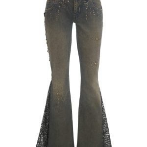 flare lace jeans