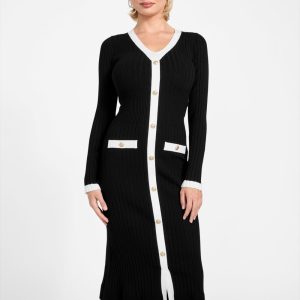 Rib-knit midi dress