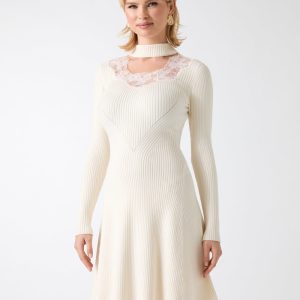 Candice Lace-Trim Sweater Dress