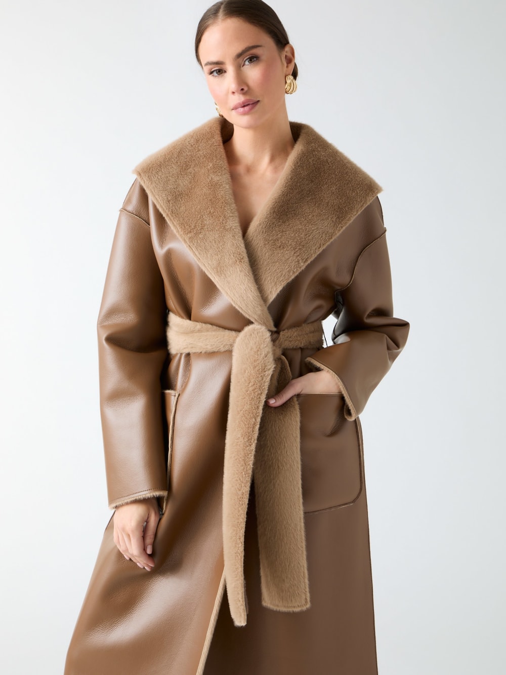 Ines Reversible Faux-Leather Coat - Image 3