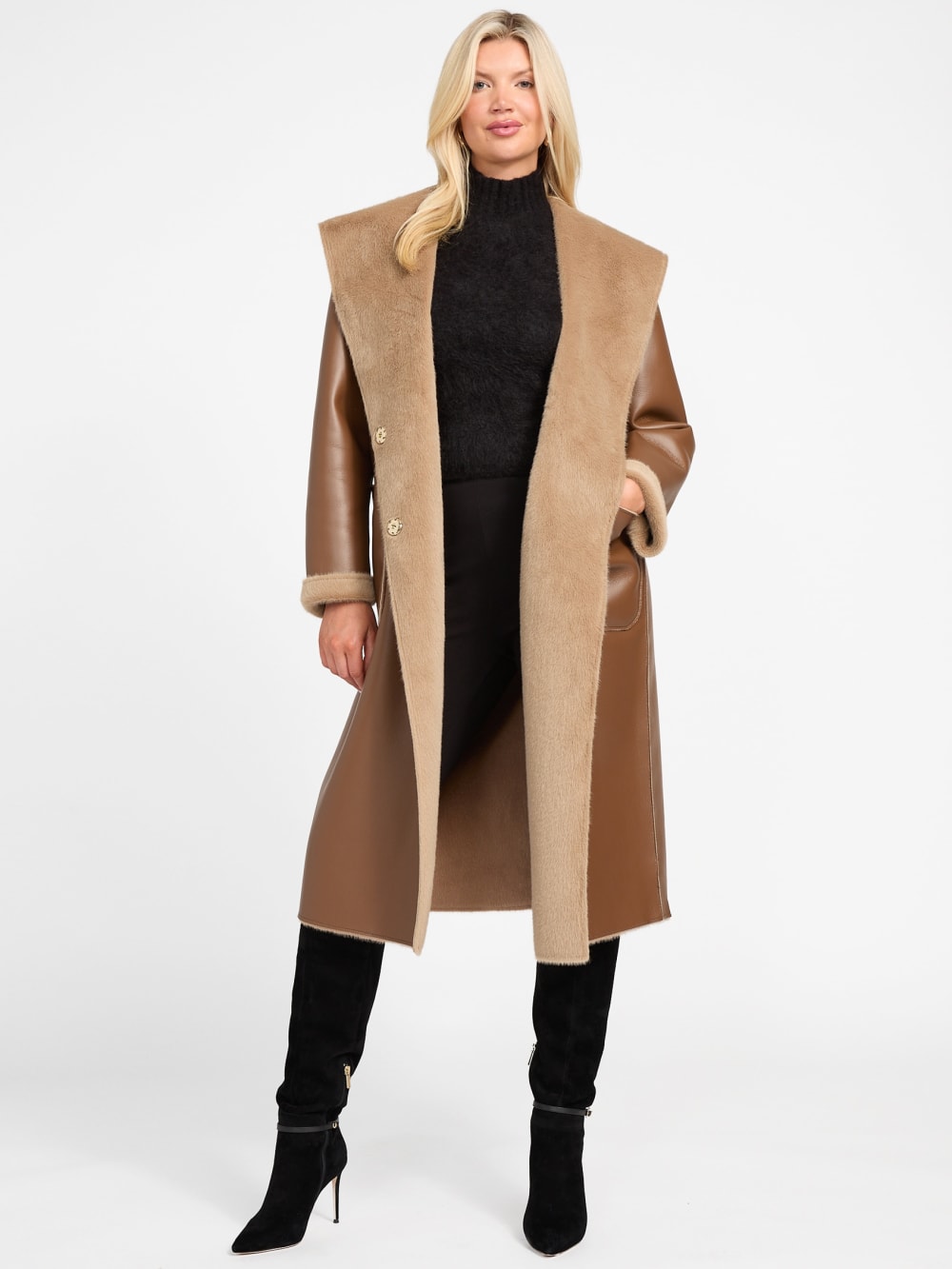 Ines Reversible Faux-Leather Coat - Image 7