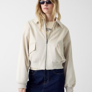 Faux suede bomber jacket
