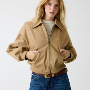 Faux suede bomber jacket