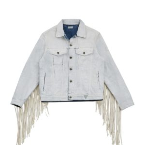 Painted Denim Fringe Jacket