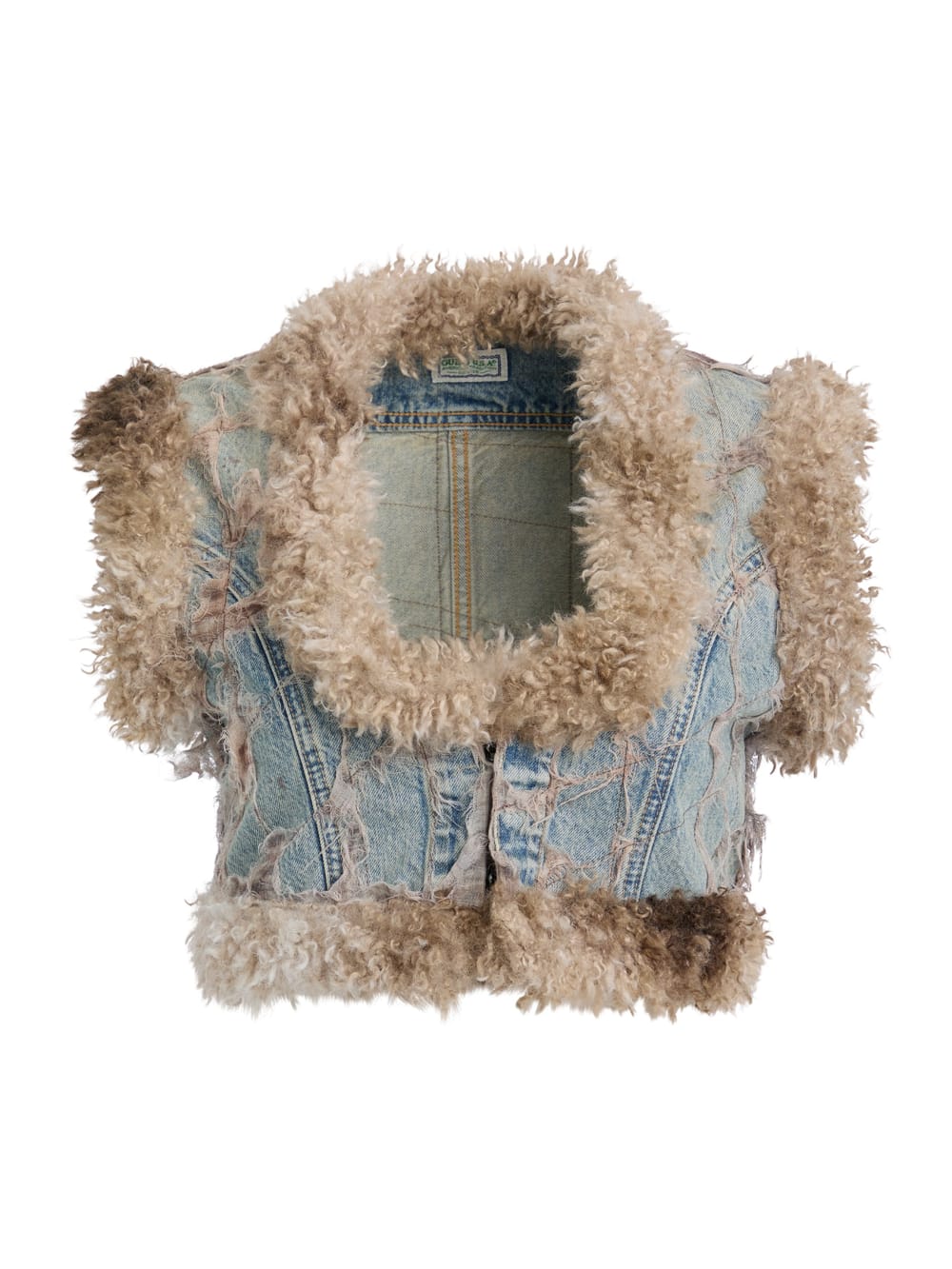 faux-fur denim vest