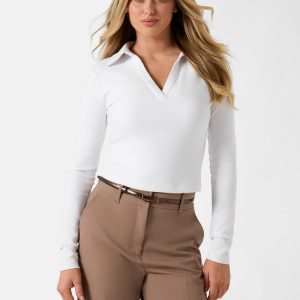 Rib-knit polo shirt