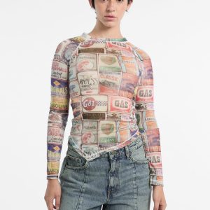 GUESS Originals Printed Mesh Top