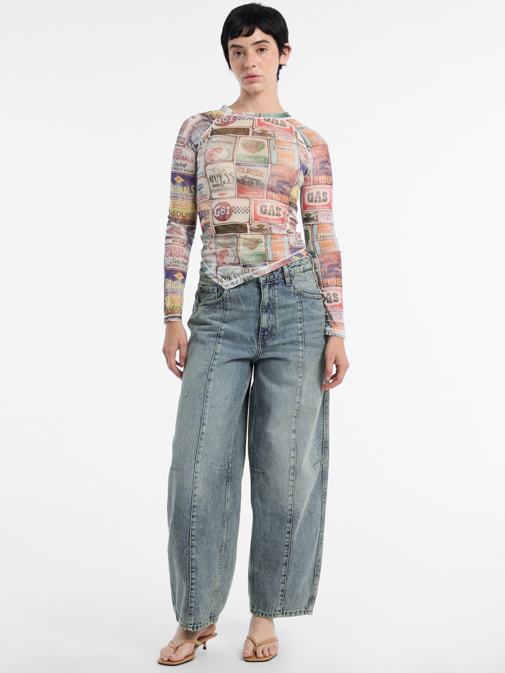 GUESS Originals Printed Mesh Top - Image 2