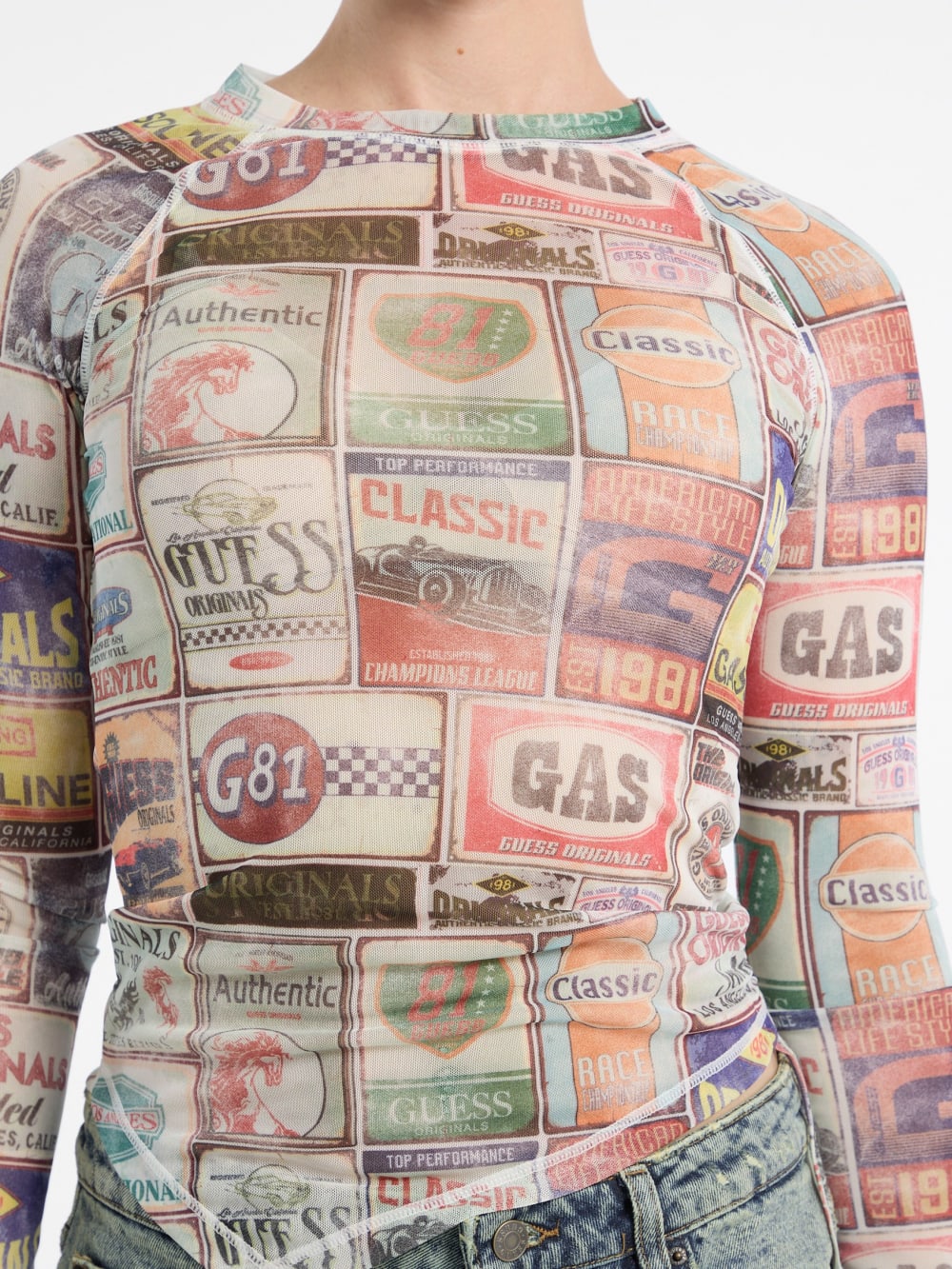 GUESS Originals Printed Mesh Top - Image 3