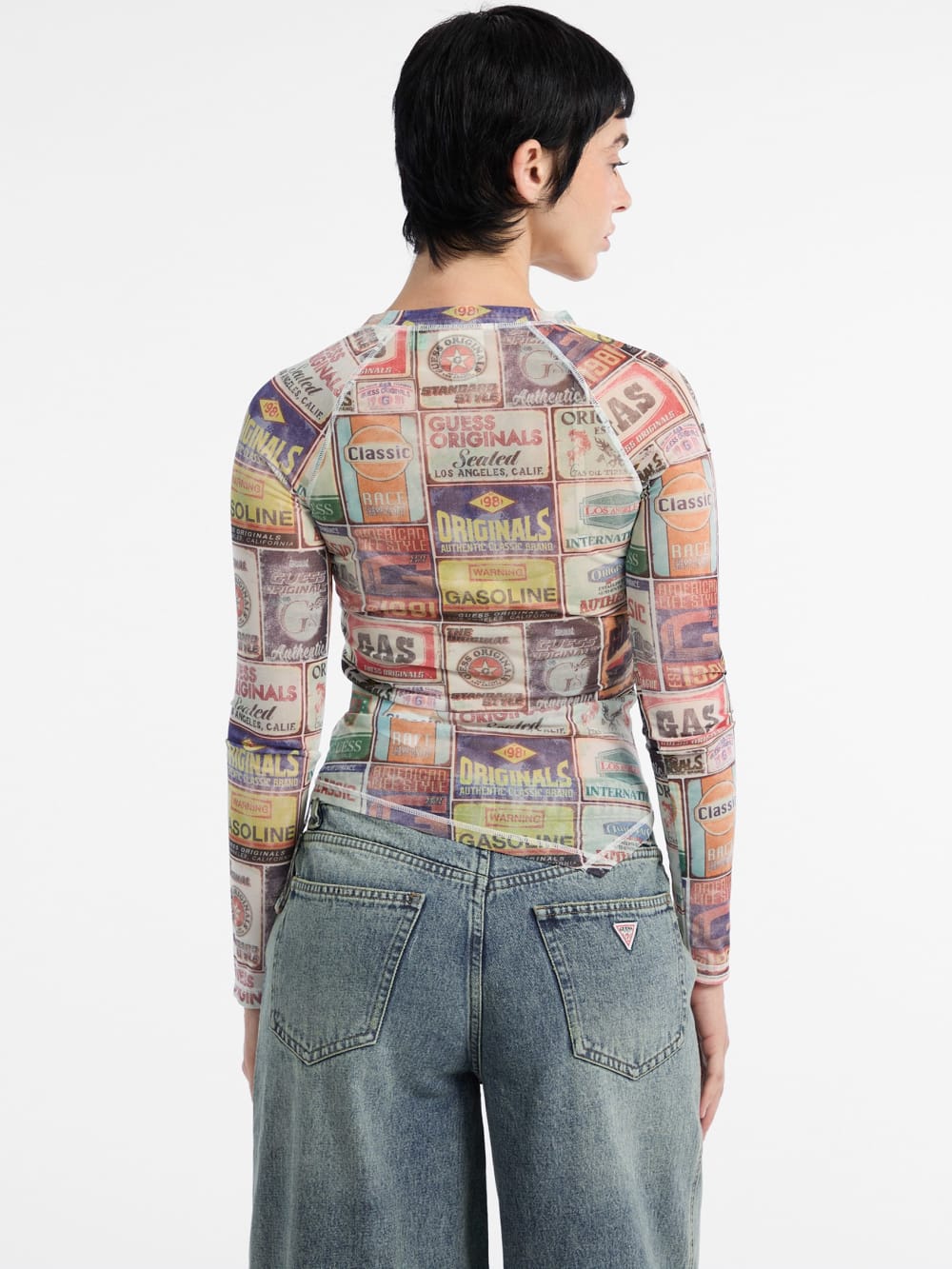 GUESS Originals Printed Mesh Top - Image 4