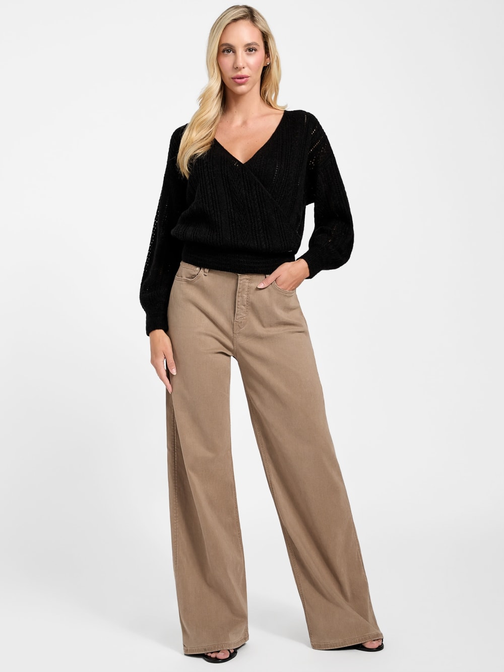 Izabella Wool-Blend Surplice Sweater - Image 2