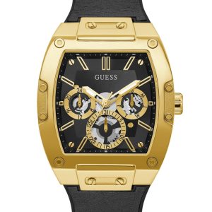 Black And Gold-Tone Square Multifunction Watch