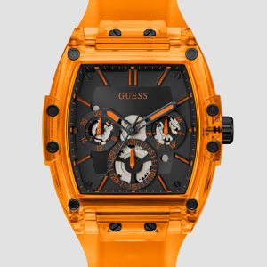 Orange Plastic and Silicone Multifunction Watch