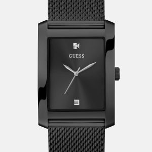 Black Mesh Analog Watch