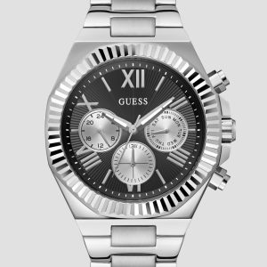 Silver-Tone and Black Multifunction Watch