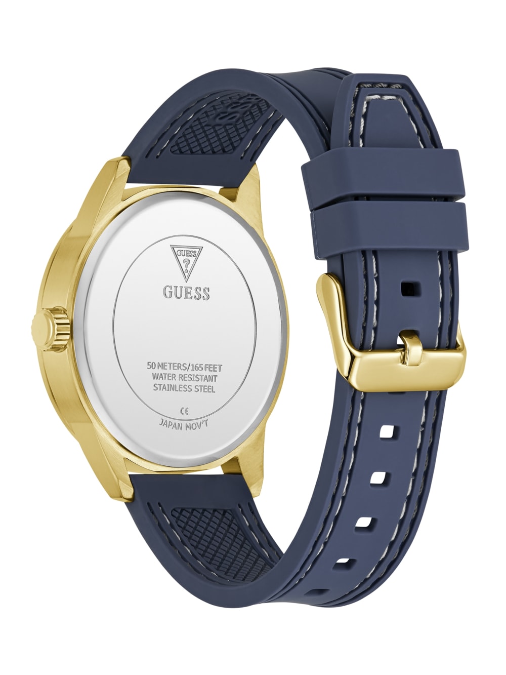 Gold-Tone and Blue Silicone Multifunction Watch - Image 4
