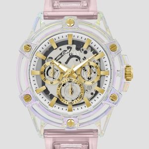 Pink and White Multifunction Silicon Watch