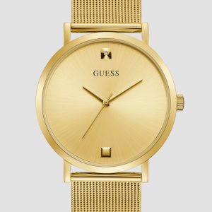 Gold-Tone Mesh Diamond Analog Watch