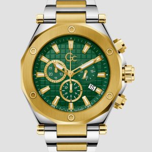 Gc Two-Tone and Green Chronograph Watch
