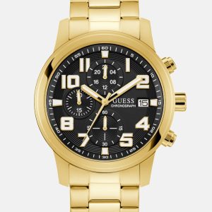 Gold-Tone and Black Chronograph Watch