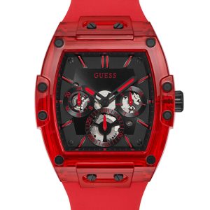 Red Plastic and Silicone Multifunction Watch