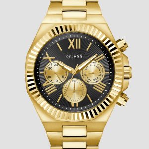 Gold-Tone and Black Multifunction Watch