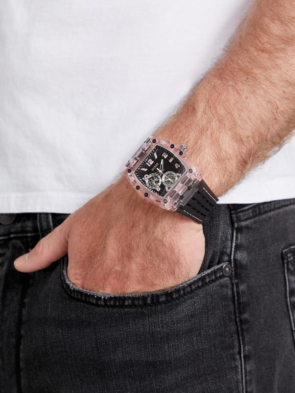 Clear and Black Silicone Multifunction Watch - Image 2