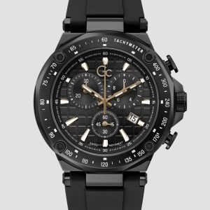 Black Silicone Sport Chronograph Watch