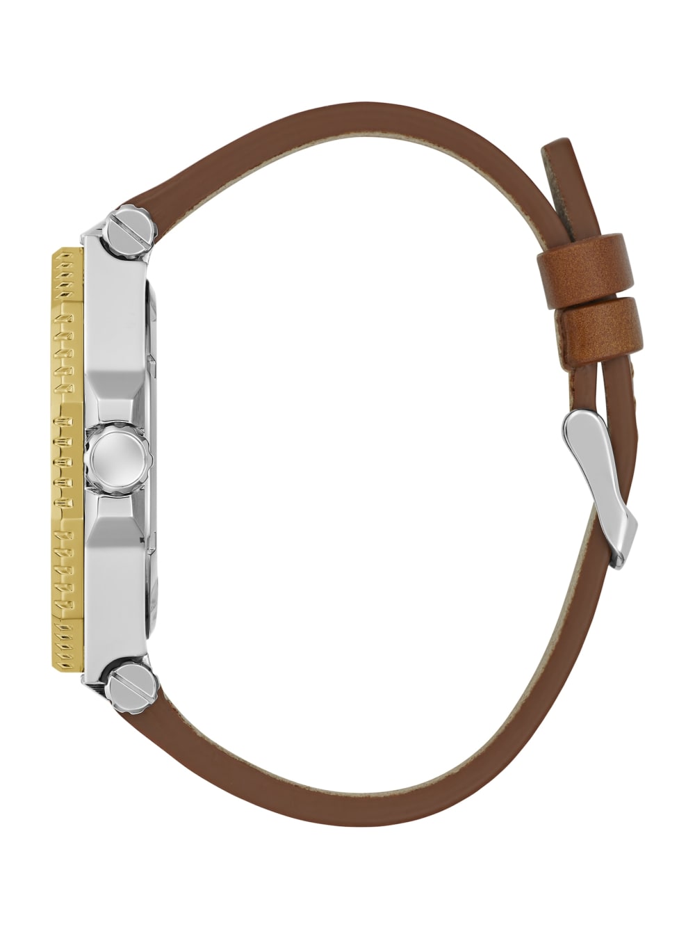 Two-Tone and Brown Leather Multifunction Watch - Image 3