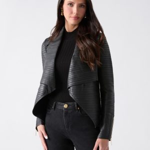 Shayna Drape Leather Jacket
