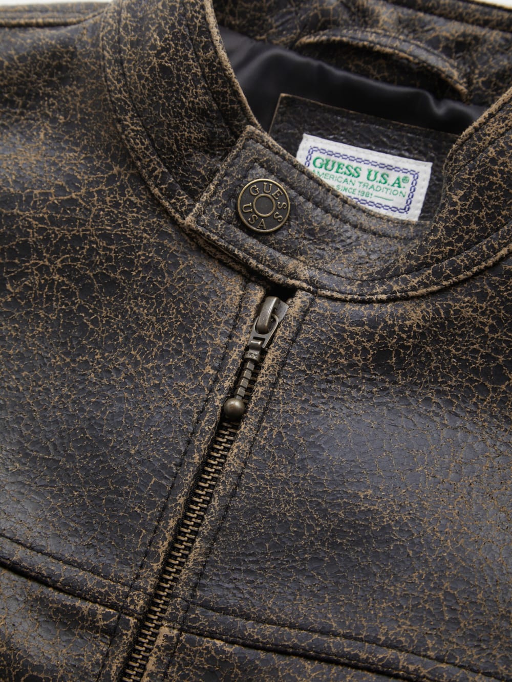 crackled leather moto jacket - Image 2