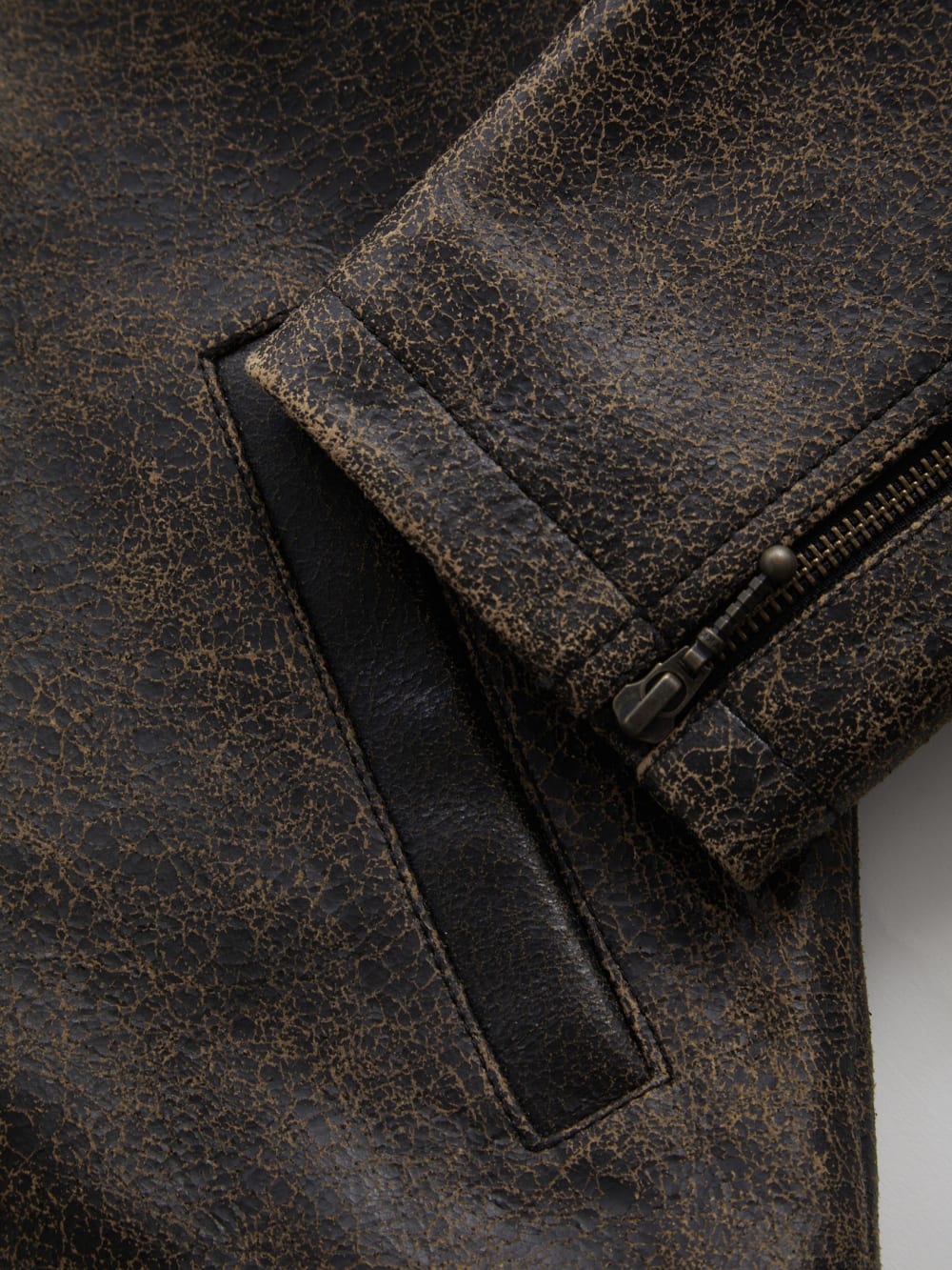 crackled leather moto jacket - Image 3