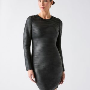 Tribute Pleated Leather Dress